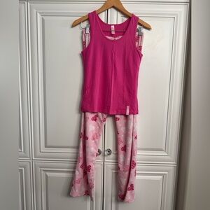 Jasmine Rose Sz Small Pajama Set w/Fuchsia Tank Top Polar Fleece Bottoms Pinks